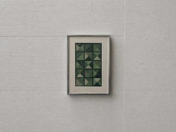 Image 1 of Geometric textile picture in an aluminum frame, 1970s