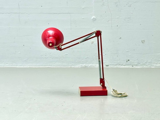Image 1 of Vintage architect's table lamp in red, 1970s