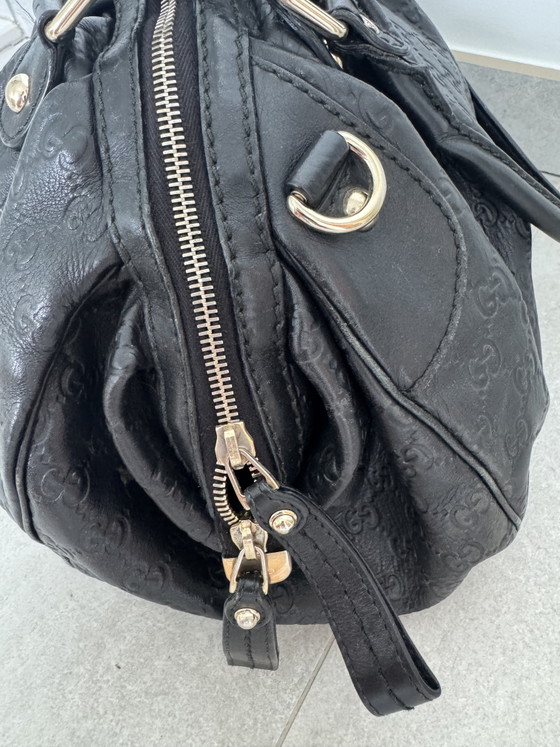 Image 1 of Gucci Guccissima Leather Boston Bag Black 