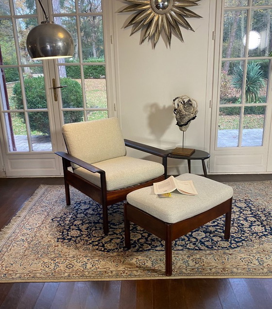 Image 1 of Fauteuil & Ottoman Hans Olsen – Vatne Møbler (Danemark, 1960s) Palissandre