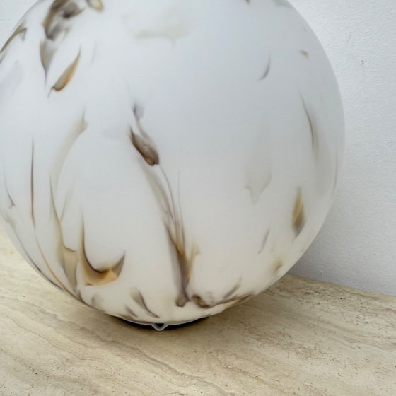 Image 1 of Vintage glass table lamp marble decor , 1970s 