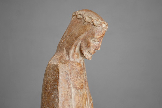 Image 1 of Religieus standbeeld Jezus Christus in Art Deco Stijl door Belgische kunstenaar André Teackens