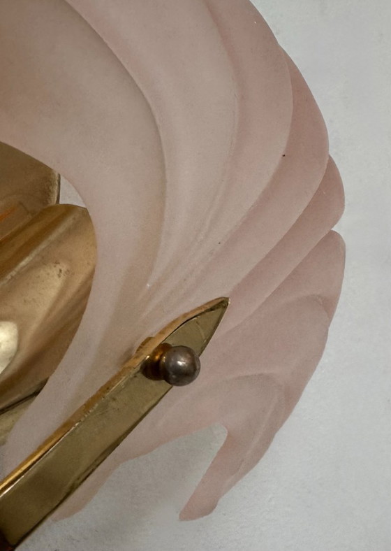 Image 1 of Applique vintage con conchiglie, vetro ambrato e ottone, Francia, 1970