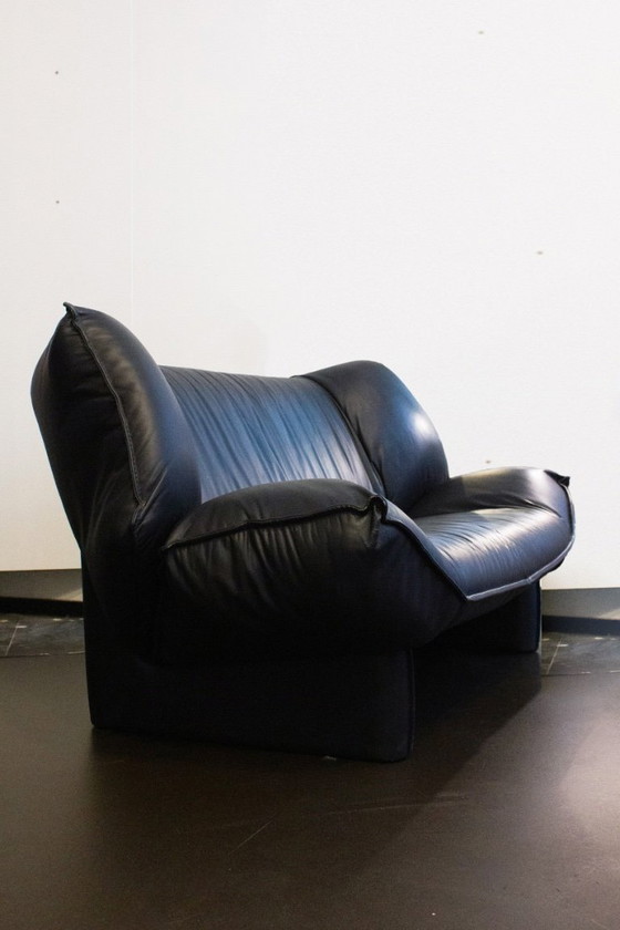 Image 1 of Divano in pelle blu scuro 'Tango' di Jan Armgardt per Leolux