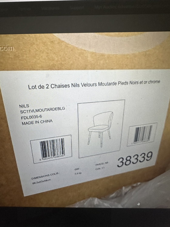 Image 1 of SET OF 2: Luxury SIA Home Design Chairs Mustard Yellow Velvet