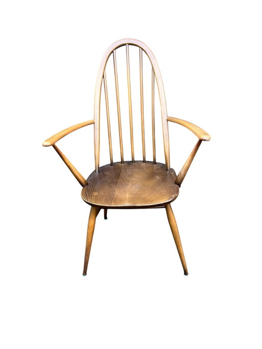 Bellissimo vintage Ercol Quaker spilla stoel Lucian Ercolani spijlenstoel