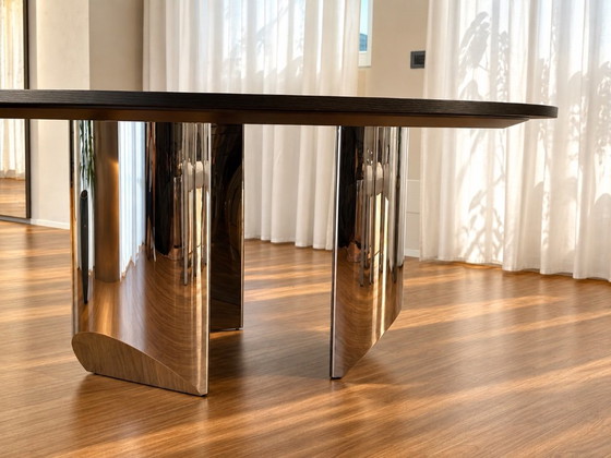 Minotti Wedge Esstisch Ø180 von Nendo – Exzellenter Zustand – Esstische, Wood (photo 3 of 5)