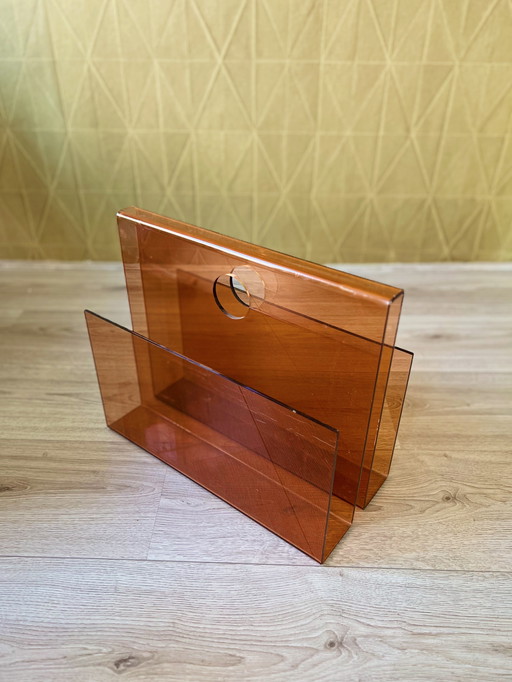 Vintage Space Age Orange Plexiglass/Perspex Magazine Holder