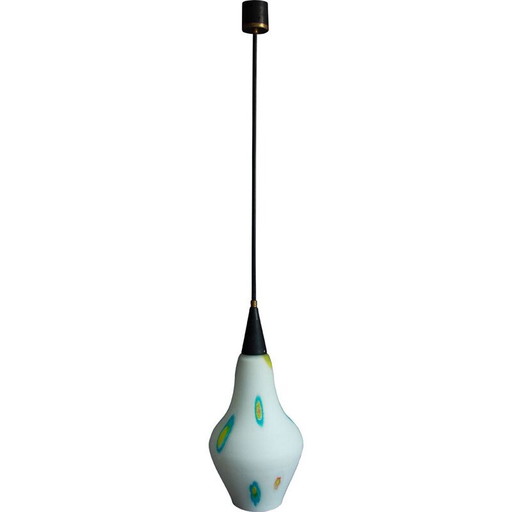 Mid-century Murrina Murano glass pendant lamp with Murrine, Italy 1950s
