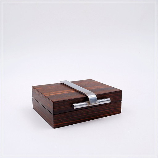 Boîte Art Déco en bois et métal attribuée à la Maison DESNY - années 1930