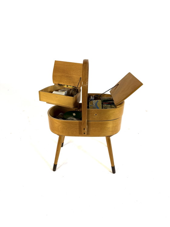 Image 1 of Scatola da cucito vintage in faggio anni '60