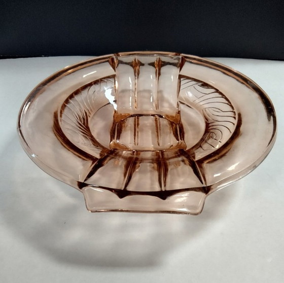 Image 1 of Fruttiera in vetro pressato Art Déco Walther & Sohne. Stile orientale.