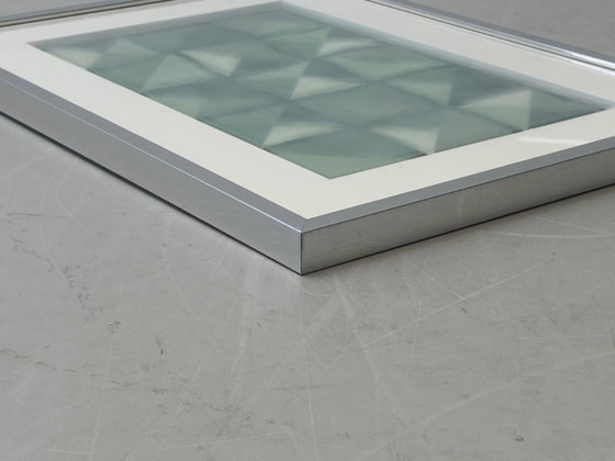 Image 1 of Geometric textile picture in an aluminum frame, 1970s