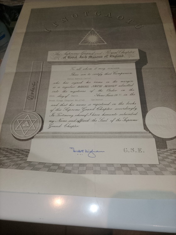 Image 1 of Certificat authentique maçonnique