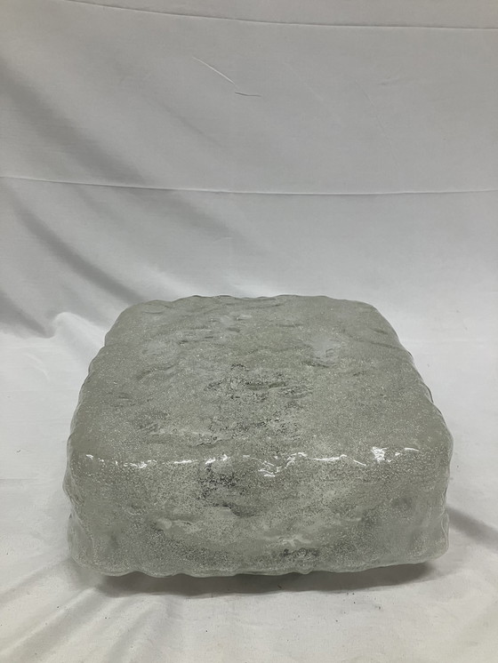 Image 1 of Vintage ijsglas vierkante plafondlamp jaren 70 design