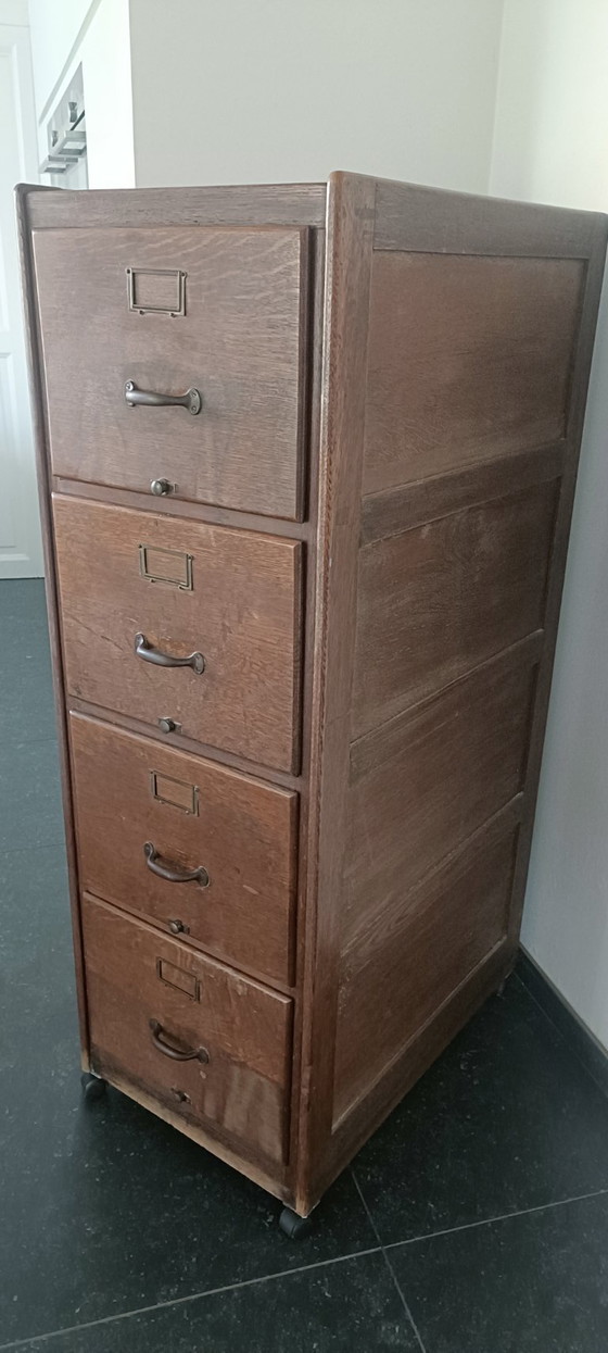 Meuble de rangement pour bureau antique avec 4 tiroirs – Meubles de rangement pour bureau, Metal, Wood (photo 6 of 7)