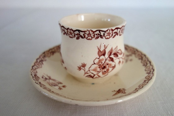 Image 1 of Saucière Et Moutardier Terre De Fer Gien Modèle Mai Vers 1900