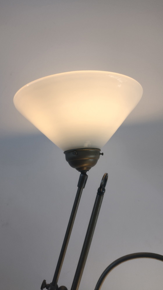 Image 1 of Vintage Brass Floor Lamp With Milk Glass
