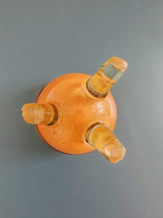 Image 1 of Art-Deco-Vase – orangefarbenes Tango-Pulverglas