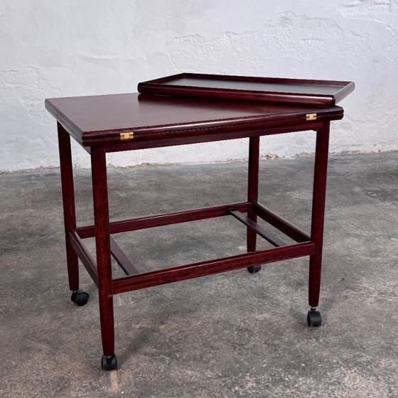 Image 1 of Grete Jalk palissander uitschuifbare drankenwagen voor Poul Jeppesens Møbelfabrik, 1960