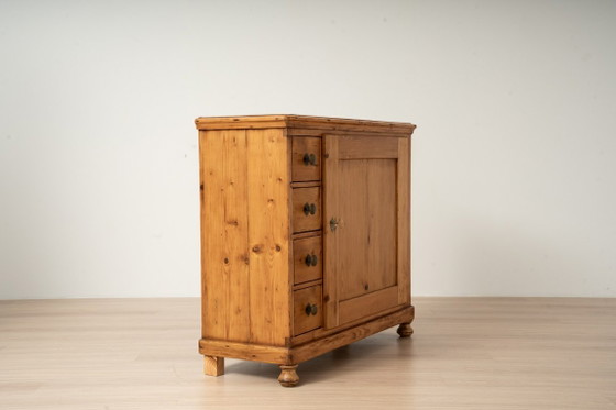 Antieke grenen Biedermeier kast met vier laden – Opbergkast, Hout (photo 7 of 15)
