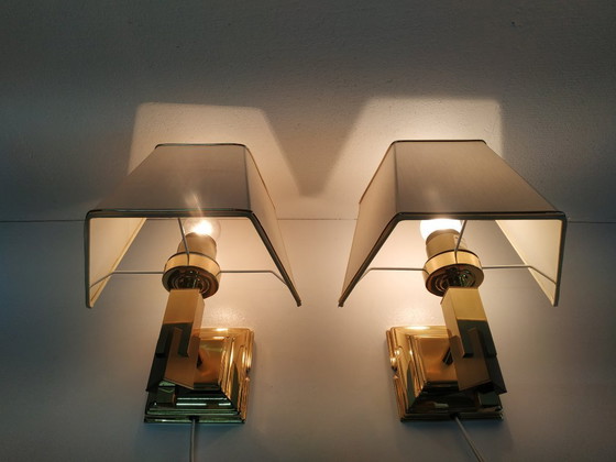 Image 1 of Set Vintage Design 'Hollywood Regency Style' Wandlampjes