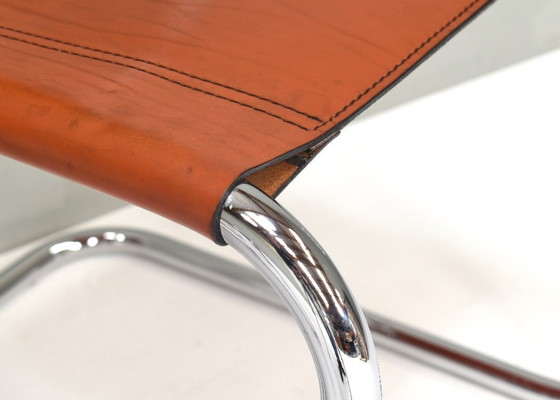 Image 1 of 4X Mart Stam S33 Chairs by FASEM in Chrome and Saddle Leather, Italy – 1970’s