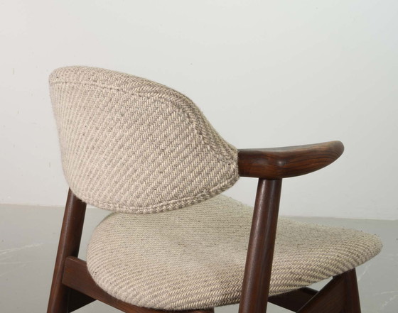 Image 1 of Sedie da pranzo Tijsseling in autentico stile vintage con tessuto di lana grigio-bianco di Hulmefa, set da 2