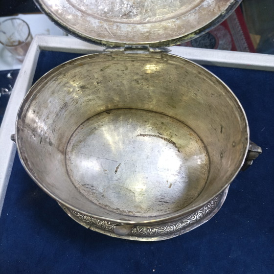 Image 1 of Zeldzaam, met de hand gebeiteld Marokkaans zilveren meesterwerk uit de 19e eeuw (650 g)