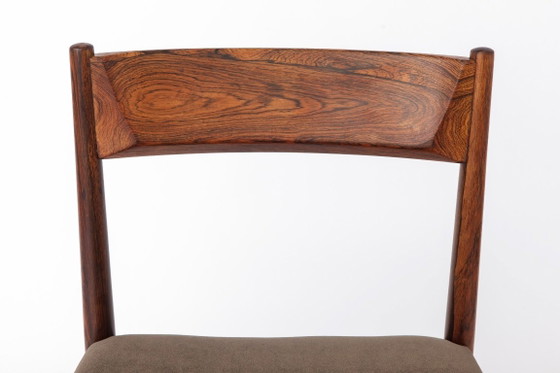 Image 1 of Set of 3 Vintage Rosewood Dining Chairs, 1960s Mid Century Modern Chairs, Restored Wooden Chairs, Upholstered Seats