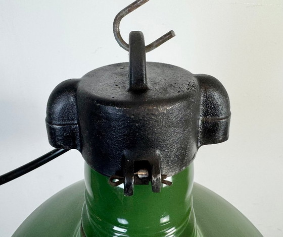 Image 1 of Industrial Green Enamel Factory Pendant Lamp, 1960s