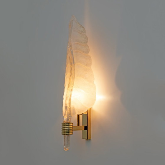 Image 1 of Paar Wandleuchten im Stil von Barovier & Toso, Mid-Century Modern, Muranoglas mit Blattgold