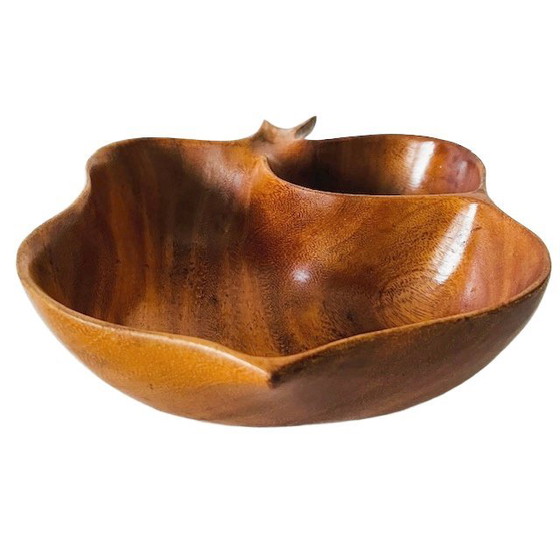 Image 1 of Ciotola vintage in legno di scimmia di metà secolo, porta mele, anni '70