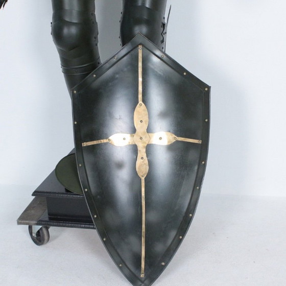 Image 1 of Knight Armour with Shield — Full-Size Replica — Display-Ready Medieval Statement Piece