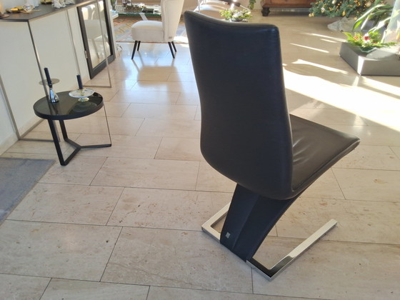 Image 1 of eetkamestoelen Rolf Benz 7800 zwart leer 4x