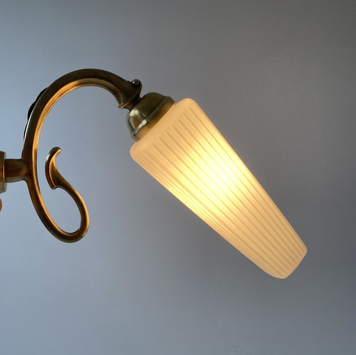 Paar Alte Vintage Opaline Wandlampen