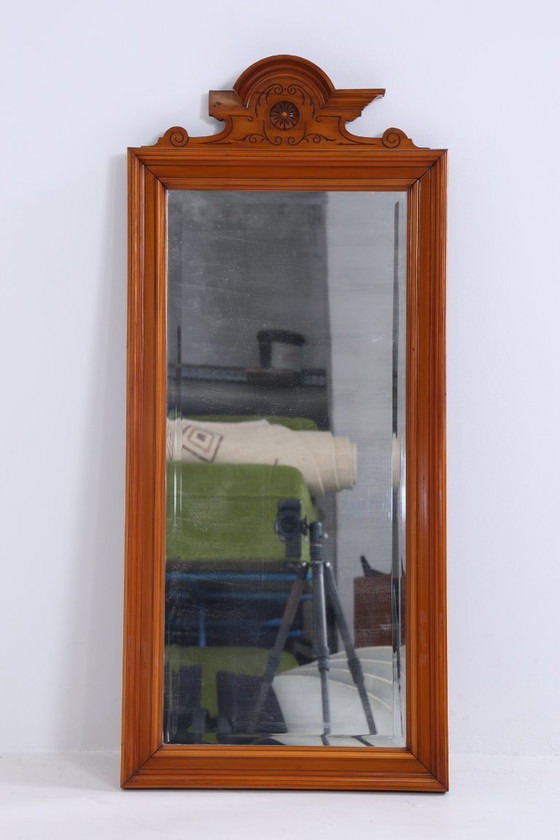 Image 1 of miroir vintage art nouveau | Mid Century miroir suspendu bois rétro #06-46