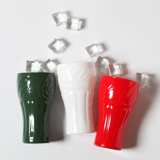 Image 1 of Set di 3 bicchieri Coca-Cola italiani / Bicchieri Coca-Cola tricolore verde, bianco e rosso
