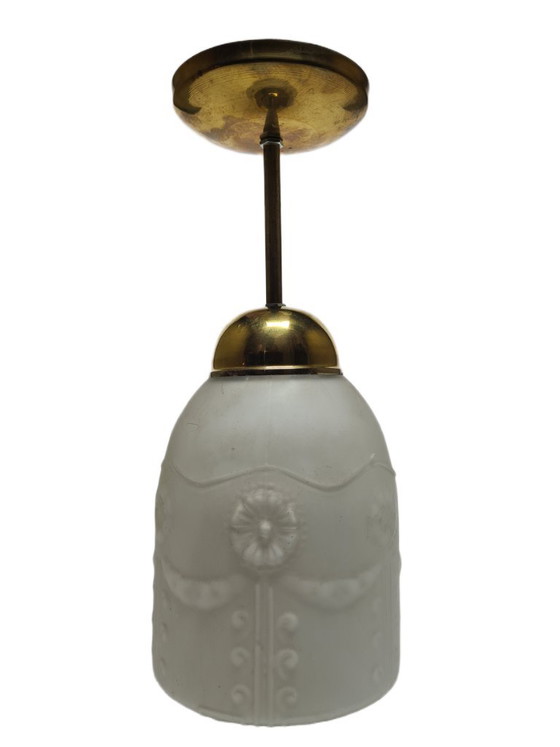 Vintage hanglamp, Polen, jaren 1960 – Hanglampen, Glass, Metal (photo 4 of 5)
