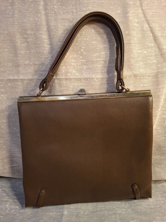 Sac à main vintage Goldpfeil années 50-60 en cuir marron, comme neuf, modèle Kelly. – Sacs a main, Leather (photo 3 of 11)