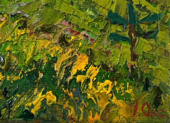 Image 1 of Original Oil Painting Summer Field Landscape Walk Through The Meadows
