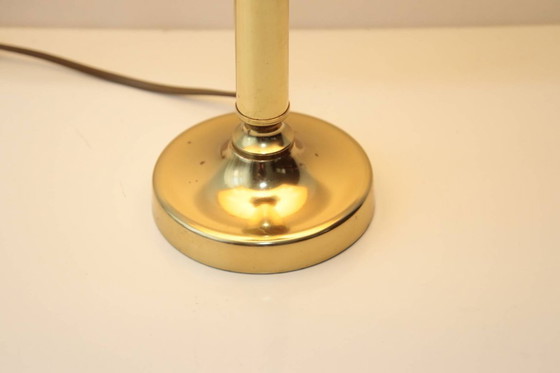 Image 1 of Brass table lamp with fabric border, 43cm, 90s vintage