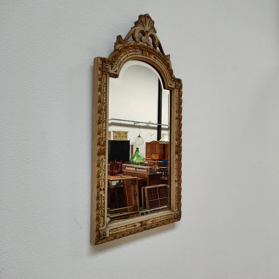 Image 1 of Mesa consola de pared, mesa auxiliar con tapa de mármol y espejo