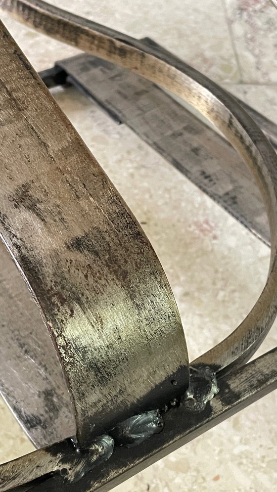 Image 1 of Vintage BRUTALIST stalen tijdschriftenhouder