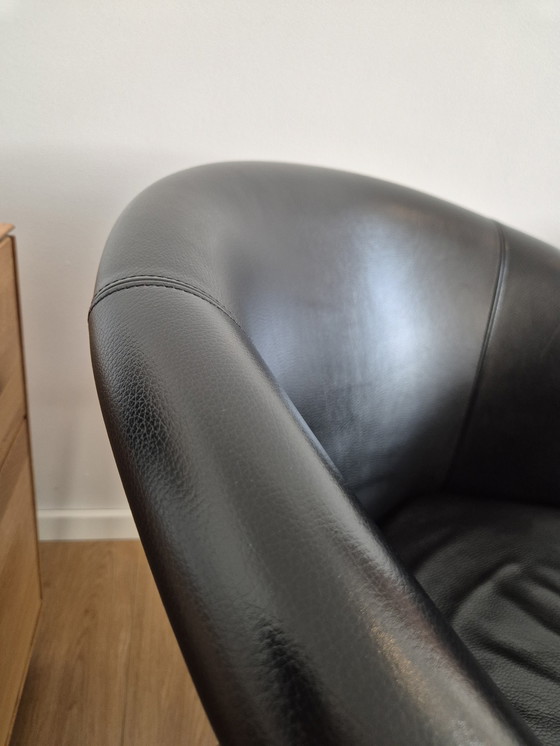 Image 1 of 6 Poltrona di design Walter Knoll 369 in pelle nera