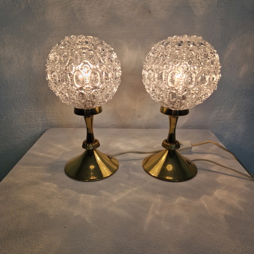 Two gold vintage lamps, bedside lamps