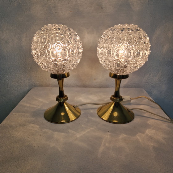 Image 1 of Two gold vintage lamps, bedside lamps