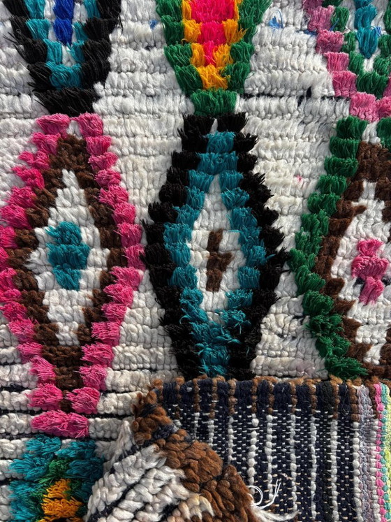 Image 1 of Moroccan Beni Ourain rug in wool, 90x160 cm, vintage Berber rug, black and white rug, natural wool rug, hallway runner