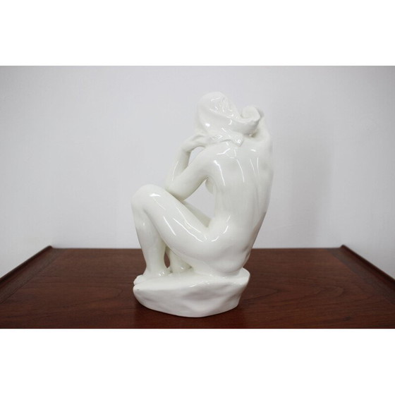 Image 1 of Vintage Art Deco ceramic sculpture of a seated nude woman, 1940