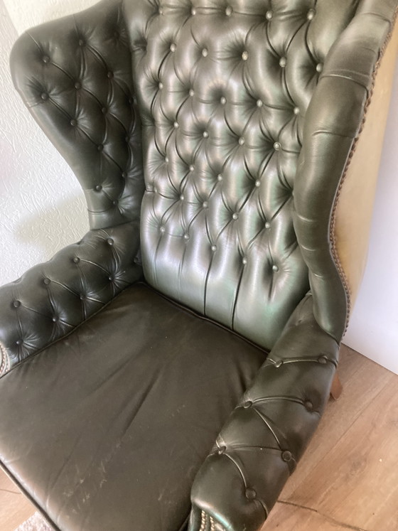 Image 1 of Chesterfield vintage vert britannique